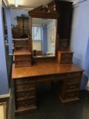 An Edwardian mahogany dressing chest, 130cm wide