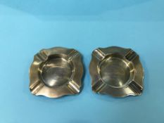 Two silver ashtrays, to Major J.D. Pattinson R.A., 6.8oz