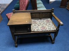 An oak Old Charm telephone seat