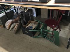 Two saddles, two child's chairs etc.