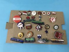 Collection of enamelled badges, mostly Football related, Hull City, PSV etc.