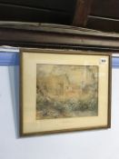 Manner of Birkett Foster, watercolour, unsigned, 'Sussex Farm Yard scene', 20cm x 25cm