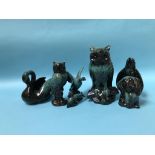Seven pieces of Blue Mountain pottery animals
