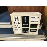 An opticians viewing board