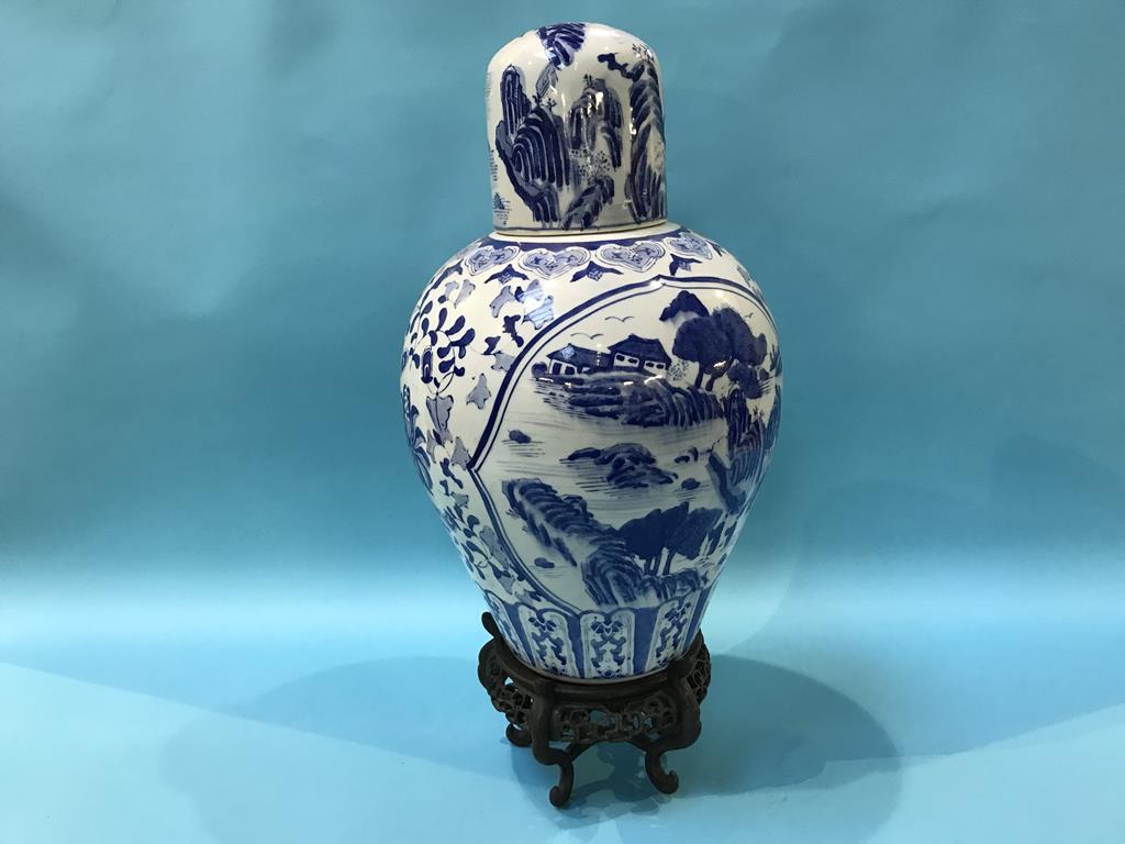 A modern blue and white Chinese vase