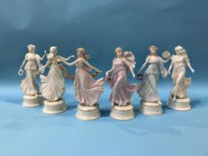 Three Wedgwood 'The Dancing Hours' and three 'The Dancing Hours in Floral Collection', with