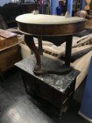 A marble half moon table and a washstand