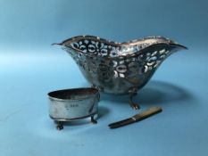 A 'sterling' bowl and a silver napkin ring etc.