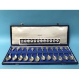 A cased set of twelve John Pinches silver spoons
