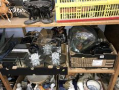 A quantity of outdoor lights and mirrored boxes etc.
