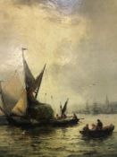 William Thornley (1857 - 1898), oil on canvas, 'Sailing vessel on the Thames estuary', 24cm x 19cm