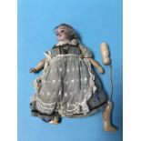A 19th century bisque headed doll, with eight ball jointed body and swivel head, marked 'O'