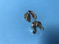 Two pairs of 9ct gold earrings, 13g