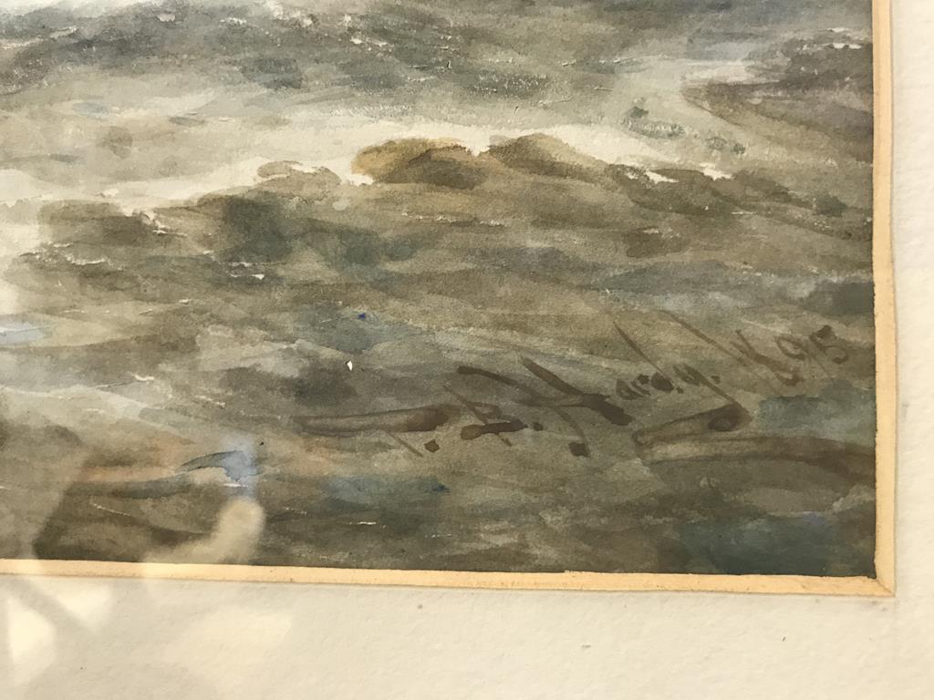 Thomas Bush Hardy (1842 - 1897), watercolour, signed, dated 1895. 'Busy seas off the North East - Image 2 of 2