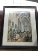 Watercolour, unsigned, 'Interior of Brinkburn Priory', verso 'Painted by a member of the Brown