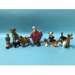 A Royal Doulton figure 'Delight', four Doulton dogs and three Royal Worcester dogs etc.