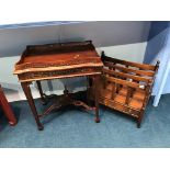 A reproduction Canterbury and a galleried occasional table