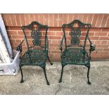 A pair of garden chairs