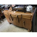 An oak barley twist occasional table and an oak dining room suite