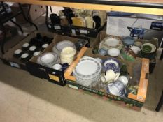 Four trays of glass and china
