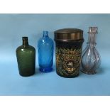 A pale blue syphon bottle 'Parker Brothers Drighlington', a tobacco jar etc.