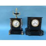 Two Victorian slate mantel clocks