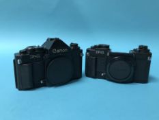 Two Canon F1 camera bodies, No's 212411 and 253817