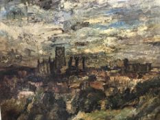 Alfred O Brien (1912 - 1988), oil on board, signed, 'View of Durham Cathedral and Castle', 72cm x