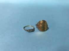 A half sovereign ring, 5.3g and an 18ct ring, 1.5g