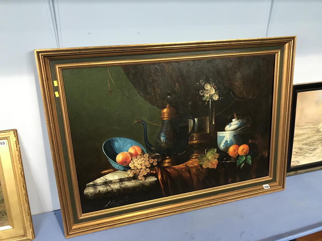 Langella, oil, 'Still Life', 59cm x 90cm