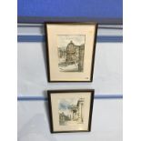 Pair, watercolours, signed, 'Views of Newcastle City Centre', 30cm x 21cm