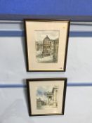 Pair, watercolours, signed, 'Views of Newcastle City Centre', 30cm x 21cm