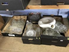 Four boxes of pressed glass