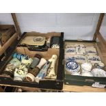 Three trays of assorted china etc.