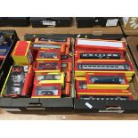 Two trays of Hornby 00 gauge boxed rolling stock