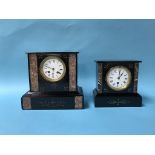 Two Victorian slate mantel clocks