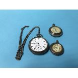 A silver pocket watch and Albert and two others