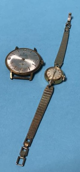 A Ladies gold plated Omega wristwatch and one other