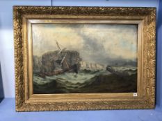 M. W. Marshall, oil on canvas, signed, dated 1885, 'Lifeboats to the rescue in stormy seas off
