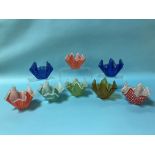 Eight Handkerchief glass vases, various