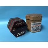 A boxed Kostler and Co. concertina