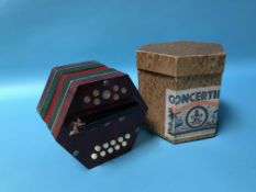 A boxed Kostler and Co. concertina