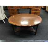 An oval coffee table