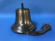 A brass Ship's bell 'Vedra', 27cm diameter