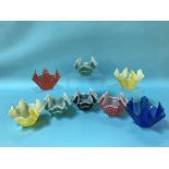 Eight Handkerchief glass vases, various