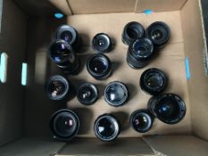 A collection of camera lenses, including Sigma, Canon, Nikon etc. (15)