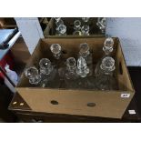 Quantity of cut glass decanters