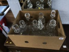 Quantity of cut glass decanters