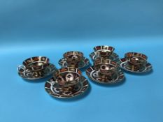 A set of six Royal Crown Derby Imari cups and saucers, pattern number 1128