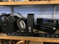 Assorted Hi-Fi equipment including a soundbar